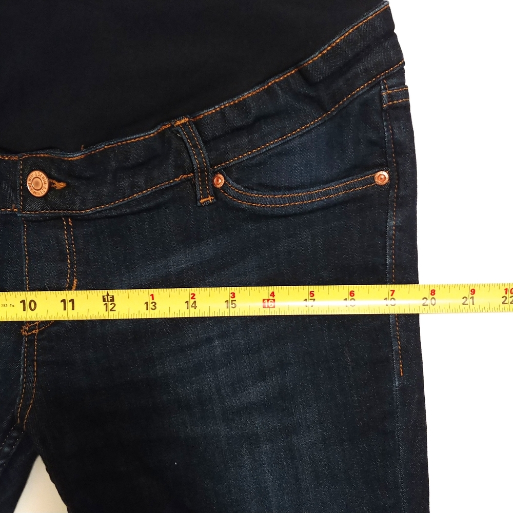 SOLD! H&M Skinny High Rib Mama Full Panel Raw Hem Dark Wash Denim Jeans 14 - Picture 13 of 16